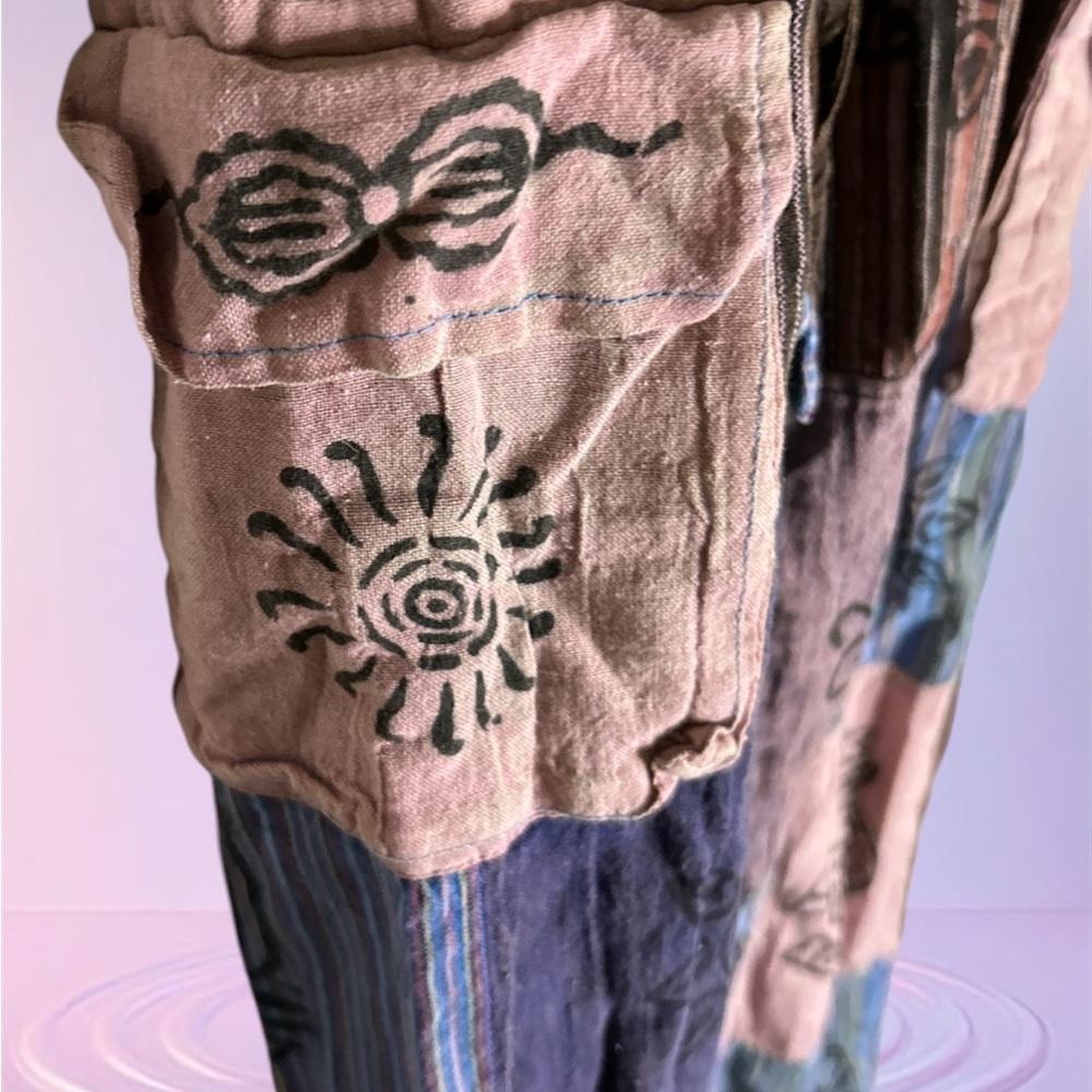 Karma Handicrafts Patchwork Unisex Hippie Gypsy Cotton Festival Pants . PreLoved - Picture 4 of 8